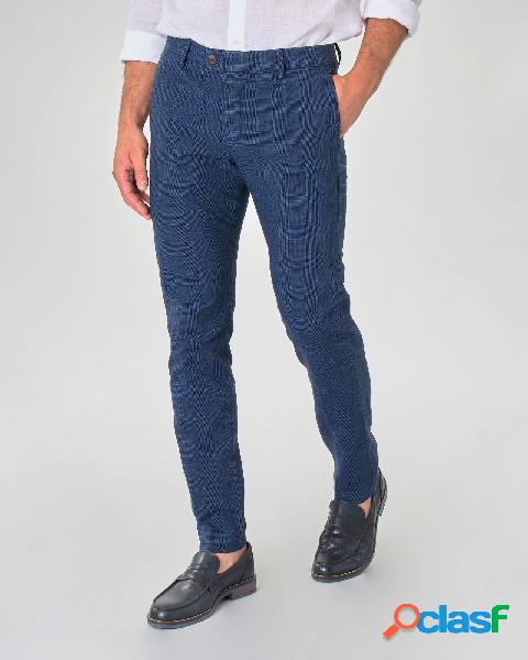 Pantalone chino blu indaco principe di Galles in misto