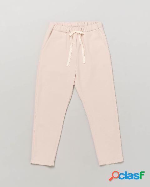 Pantalone jogger cipria in tessuto stretch diagonale 40-44