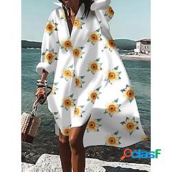 Per donna Abito casual Abito chemisier Mini abito Giallo