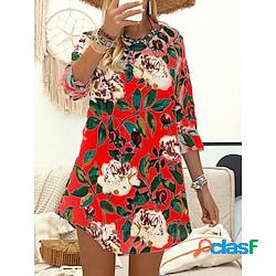 Per donna Abito casual Vestito a trapezio Mini abito Rosso