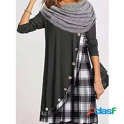 Per donna Vestito a trapezio Mini abito Nero Manica lunga A