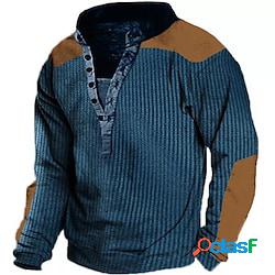 Per uomo Felpa Maglione Blu Colletto Mao Color Block Stampe