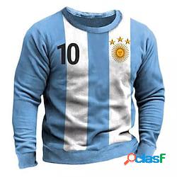 Per uomo Felpa Maglione Blu Girocollo Strisce Stampe