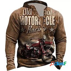 Per uomo Felpa Maglione Marrone Colletto Mao Stampe astratte