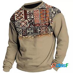 Per uomo Felpa Maglione Marrone Girocollo Tribale Stampe
