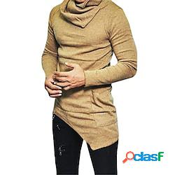 Per uomo Felpa con cappuccio Cachi Grigio Nero Colletto Mao