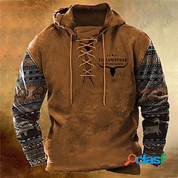 Per uomo Felpa con cappuccio pullover Maglione Blu Marrone