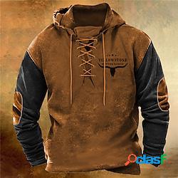 Per uomo Felpa con cappuccio pullover Maglione Marrone