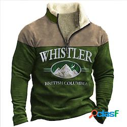 Per uomo Felpa con zip Maglione Marrone Verde mezza cerniera
