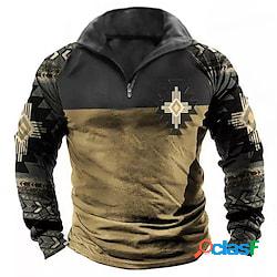 Per uomo Felpa con zip Maglione Marrone mezza cerniera