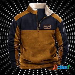 Per uomo Felpa con zip Maglione Marrone mezza cerniera Pop