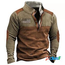 Per uomo Felpa con zip Maglione Marrone mezza cerniera Pop