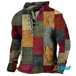 Per uomo Unisex Felpa Blu Rosso Con cappuccio A quadri