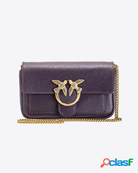 Pocket Love Bag in pelle viola con patta di chiusura e