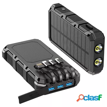 Psooo M2 Wireless Solar Power Bank - 36800 mAh - Nero