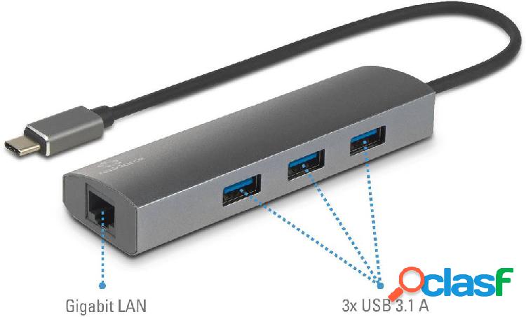 Renkforce 3+1 Porte Hub USB 3.1 con connessione di rete