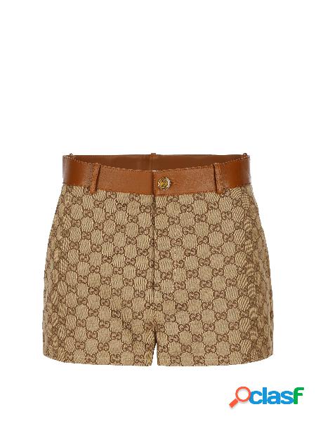 Shorts In Tessuto Gg Con Finiture In Pelle