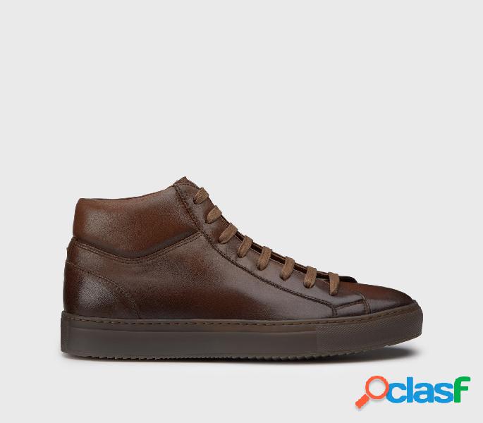 Sneakers alta in pelle marrone Marrone 43M_U