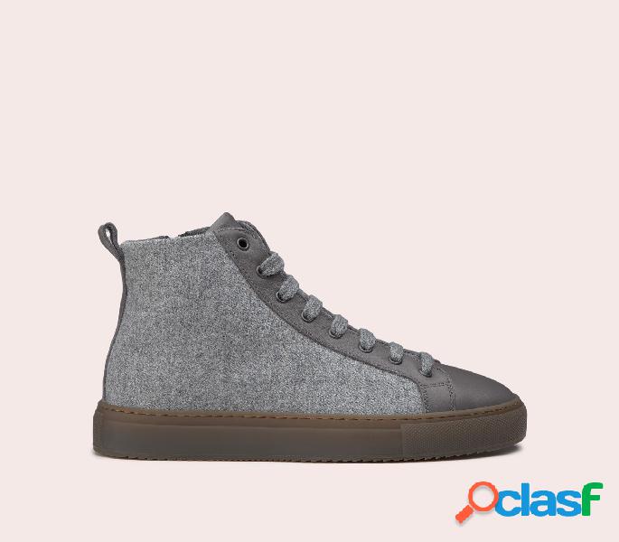 Sneakers alta in tessuto grigio Grigio 34_D