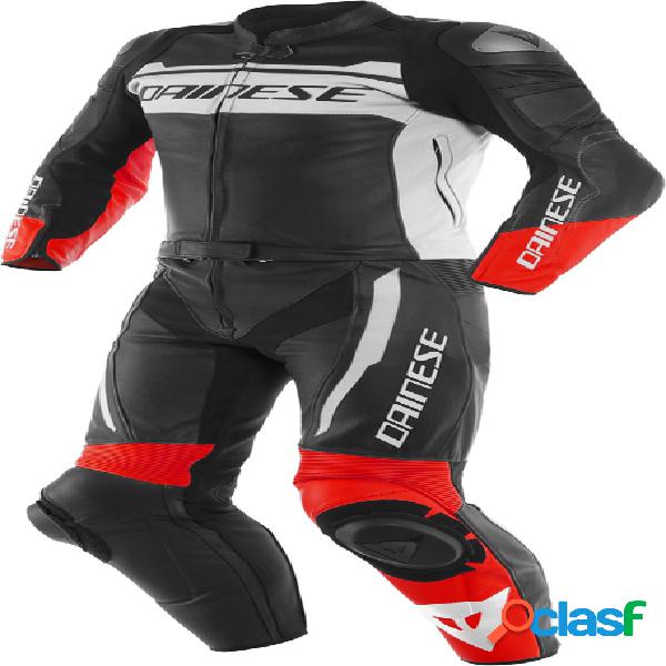 Tuta moto pelle divisibile Dainese MISTEL Nero opaco Bianco