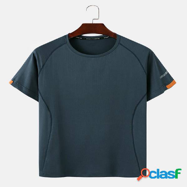 Uomo Cucitura di lettere O Collo Top Activewear manica corta