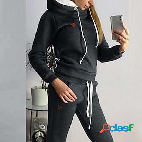 Womens 2 Piece Tracksuit Sweatsuit Street Long Sleeve Winter