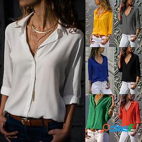 Womens Blouse Shirt Basic Business Elegant Plain Shirt