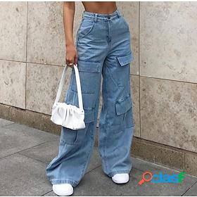 Womens Cargo Pants Jeans Kim Pants Palazzo Pants Denim Blue