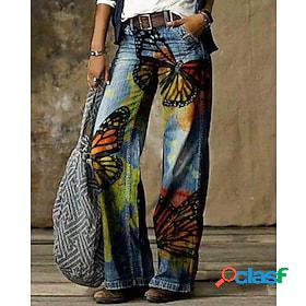 Womens Culottes Wide Leg Pants Trousers Blue Purple Yellow