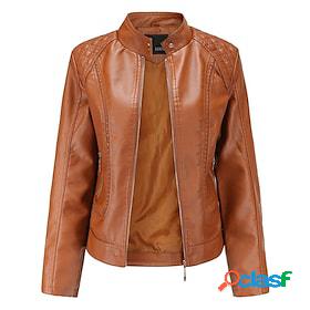 Womens Faux Leather Jacket Casual Jacket Street Daily Date