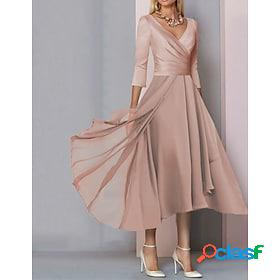 Womens Party Dress Satin Dress Formal Dress Midi Dress Pink