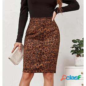 Women's Skirt Bodycon Work Skirts Suede Knee-length