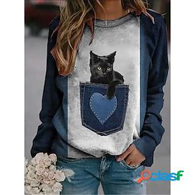 Womens Sweatshirt Pullover Print Active Streetwear Red Blue