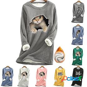 Womens Sweatshirt Pullover Sherpa Fleece Teddy Denim Blue