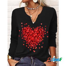 Womens T shirt Tee Black Blue Green Button Print Heart