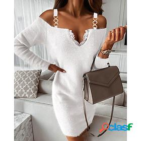 Womens Work Dress Bodycon Sheath Dress Mini Dress White Pure