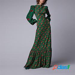 abito lungo da donna maxi abito verde rosa rosso manica