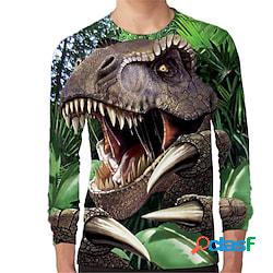bambini ragazzi t shirt manica lunga stampa 3d dinosauro