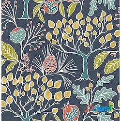 groovy garden navy wallpaper boho peel and stick wallpaper