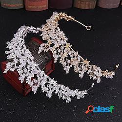 lusso fatto a mano oro/argento colore strass corona di
