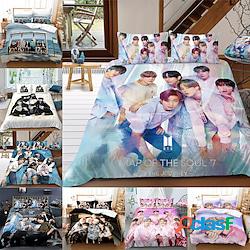 set copripiumino 3 pezzi serie bts set biancheria da letto