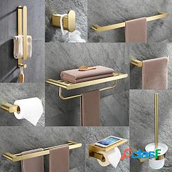 set hardware per bagno dorato, portasciugamani in acciaio