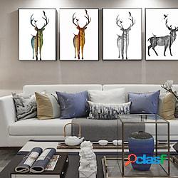 4 pannelli stampe di animali cervo arte murale immagine