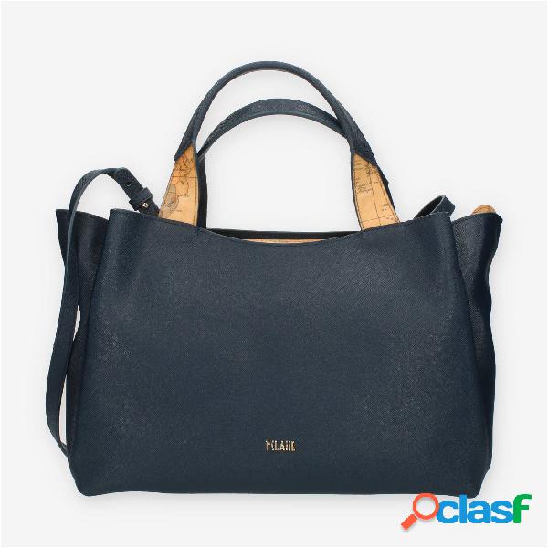 Alviero Martini Prima Classe Borsa a mano a 3 scomparti blu