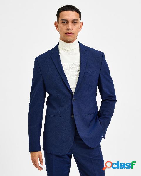 Blazer blu royal in tela di misto viscosa stretch