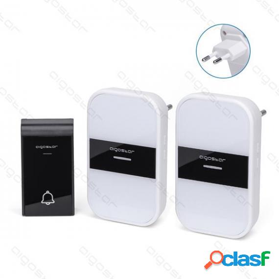 Campanello Wireless White Digitale Con 2 Ricevitori -