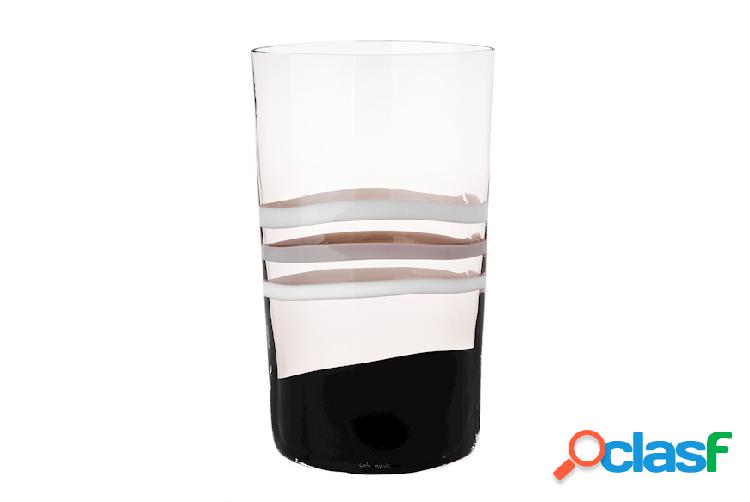 Carlo Moretti Vaso Arco vetro di Murano latte nero e grigio