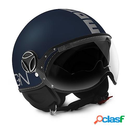 Casco jet Momo Design Fighter EVO Blu Opaco Argento