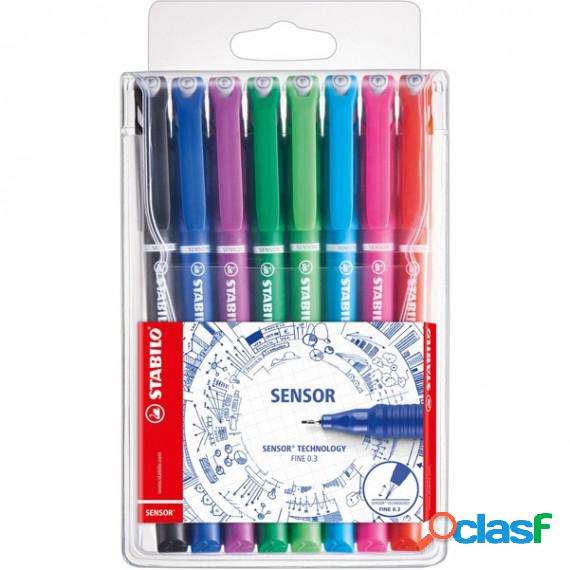 Fineliner Stabilo Sensor - tratto 0,3mm - 8 colori assortiti
