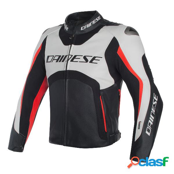 Giacca moto pelle Dainese Misano D-Air bianco nero rosso